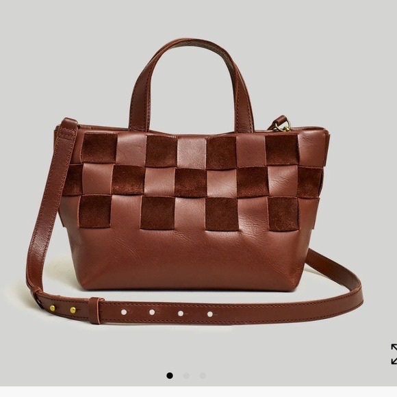 Madewell Handbags - madewell The Basketweave Mini Crossbody Tote in Leather and Suede